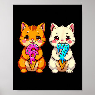 Poster Chats Neko Mignons Kawaii 67 Drip Meme Drôle Six S