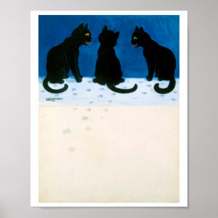 Poster Chats noirs dans la neige, Louis Wain