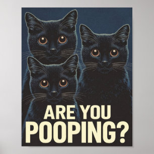 Poster Chats noirs drôles Est-ce que vous faites caca ? A