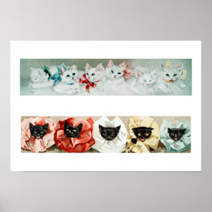 Poster Chats noirs et blancs vintages - Lithographie de J