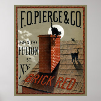 Poster Chats noirs vintages au clair de lune