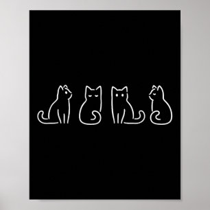 Poster Chats Posent Amoureux Des Chats Art Minimaliste 