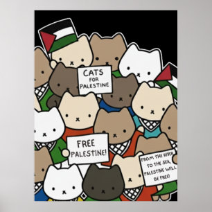 Poster Chats pour la Palestine – Chats Kawaii pour la Jus