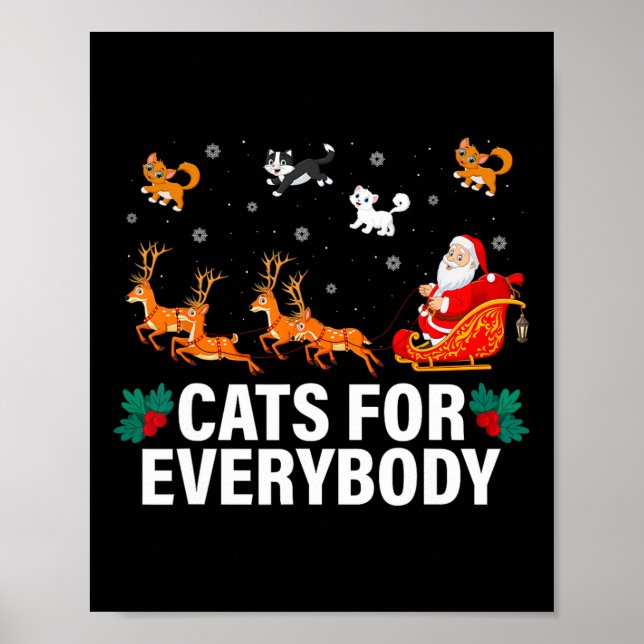 Poster Chats Pour Tous Noël Chat Fun Xmas Femmes Sa (Devant)