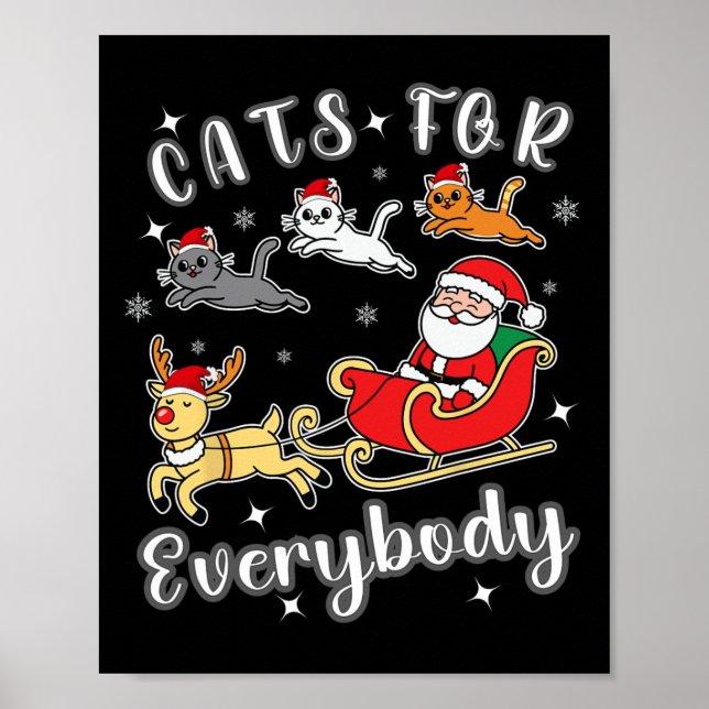 Poster Chats pour tout le monde drôle Père Noël Xmas Vête (Devant)