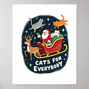 Poster Chats pour tout le monde Noël Chat drôle Xmas Femm