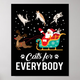 Poster Chats pour tout le monde Noël Chat Funny Noël Père
