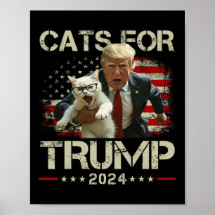 Poster Chats Pour Trump 2024 - Votez Drôle Pour Trump - C