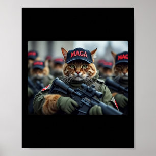Poster Chats pour Trump Mega Army Drapeau américain Patri
