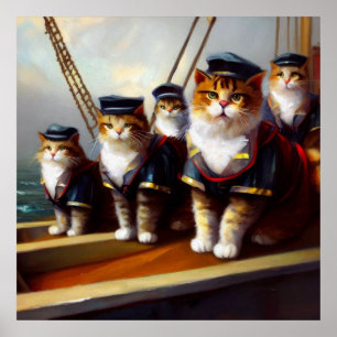 Poster Chats sur un navire