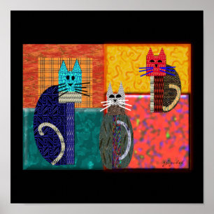 Poster Chats Whimsical sur CANVAS Art