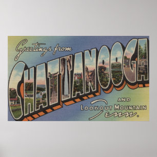 Poster Chattanooga, Tennessee - Scènes de grandes lettres