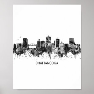 Poster Chattanooga Tennessee Skyline BW