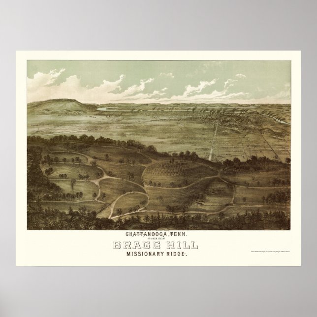 Poster Chattanooga, TN Carte panoramique - 1887 (Devant)