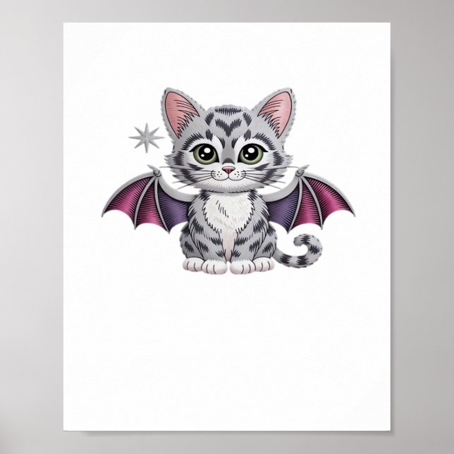 Poster chatte brodée T-shirt classique (Devant)