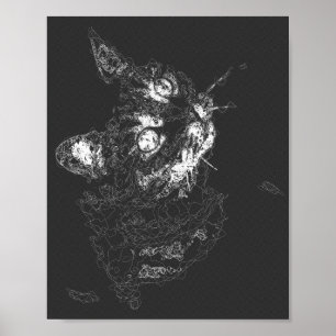 Poster chatte esthétique abstraite fine ligne art moderne