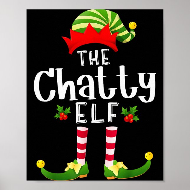 Poster Chatty Christmas Elf Matching Pajama X-mas Party  (Devant)
