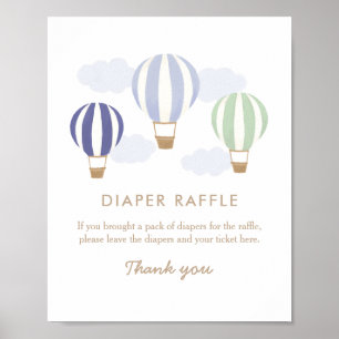 Poster Chaud Air Balloons Boy Baby shower Déchets Raffle