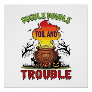 Poster Chaudière Double Travail Problème Halloween Chat N