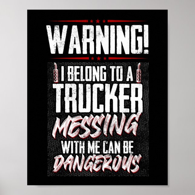 Poster Chauffeur de camion J'aime mon camionneur Épouse d (Devant)