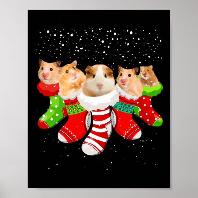 Poster Chaussettes De Noël Hamster Drôle Cadeaux De Noël  (Devant)