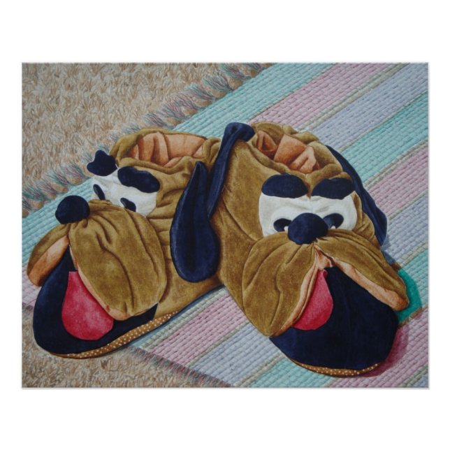 Poster Chaussons de chien marron amusant et unique vie mo (Devant)