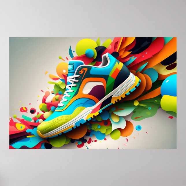 Poster Chaussure de basket-ball Abstraite (Devant)