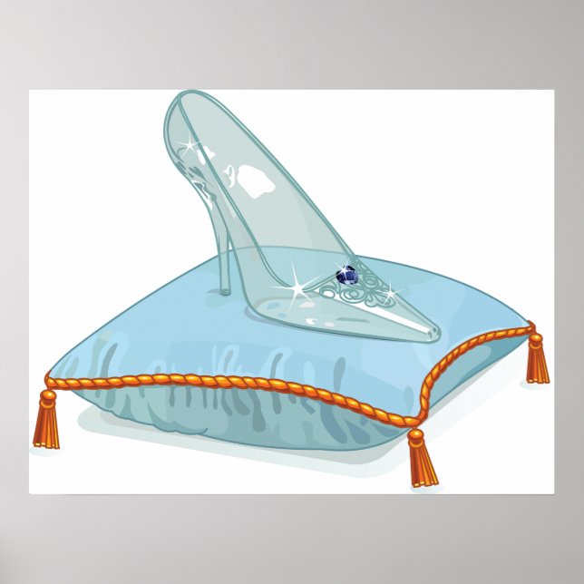 Poster Chaussure En Verre Sur Un Coussin (Devant)