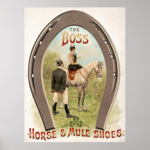 Poster Chaussures Boss, Horse & Mule Publicité Vintage
