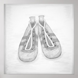 Poster Chaussures de soccer vintages en noir et blanc