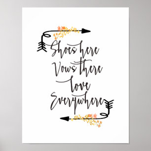Poster Chaussures ici Aimer partout Floral Mariage Signal