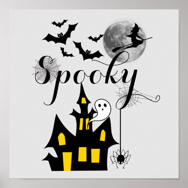 Poster Chauve-souris Éffrayante d'Halloween maison hantée (Devant)