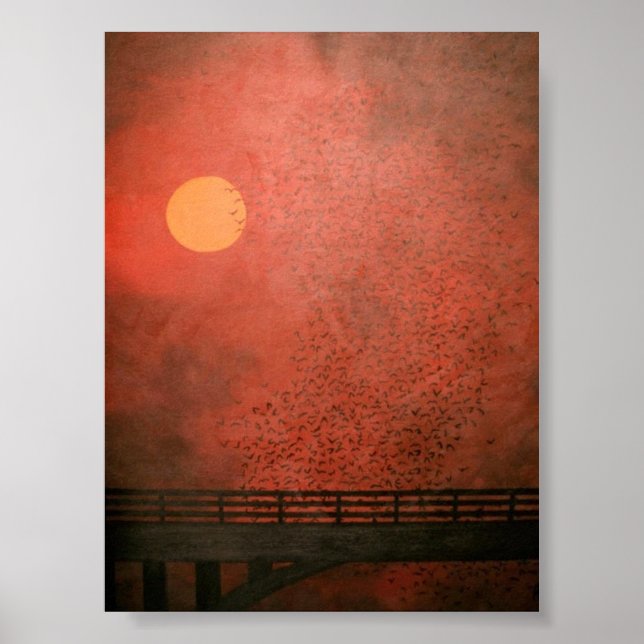 Poster Chauves-souris au coucher du soleil (Devant)