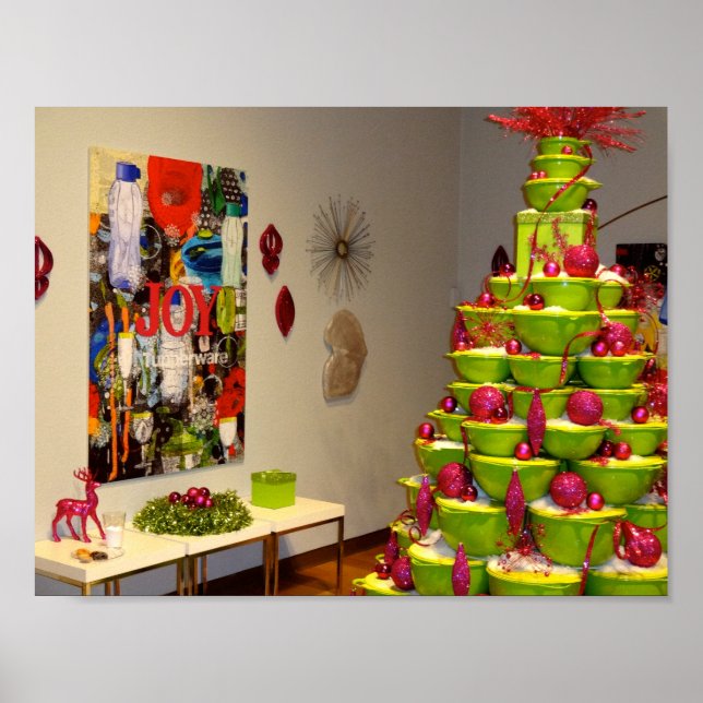Poster Chaux Green & Pink Jingle Bowles de Noël Arbre de  (Devant)