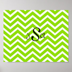 Poster Chaux vert et blanc Chevron Monogram Wall Art