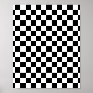 Poster Check Black White Checkered Pattern