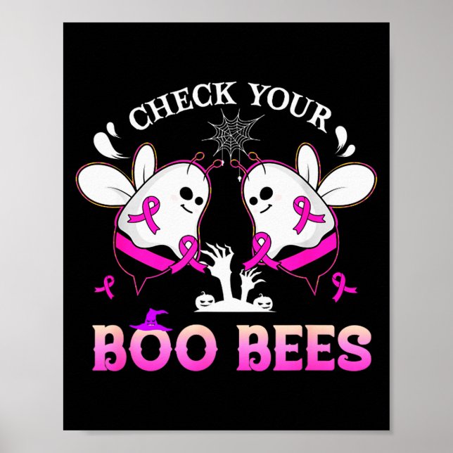 Poster Check Your Boo Bees Funny Breast Cancer Halloween  (Devant)