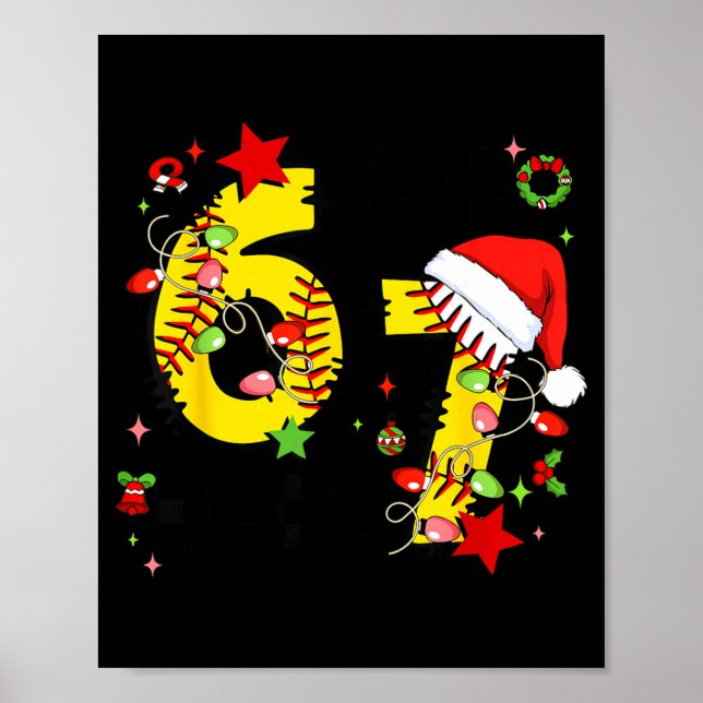 Poster Checkered 67 Softball Santa Hat Christmas Six Seve (Devant)