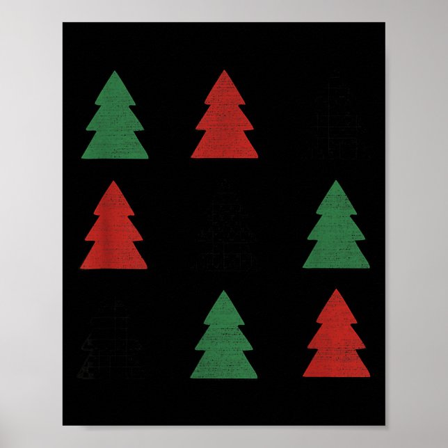Poster Checkered Christmas Tree Graphic Crewneck Swea Fun (Devant)