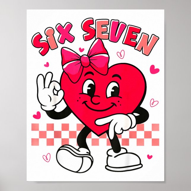 Poster Checkered Six Seven Cool Hearts 67 Valentines Day  (Devant)
