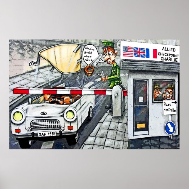 Poster Checkpoint Charlie, Berlin, Dessin (Grand) (Devant)