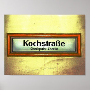 Poster Checkpoint Charlie, Kochstrabe, Jaune et orange