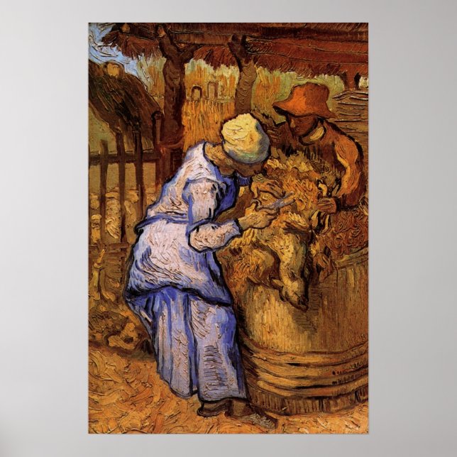 Poster Cheep Shearers (après Millet) par Vincent van Gogh (Devant)
