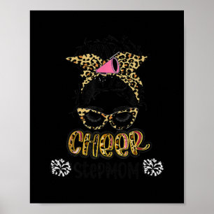 Poster Cheer Stepmaman Leopard Messy Bun Pom-pom girl