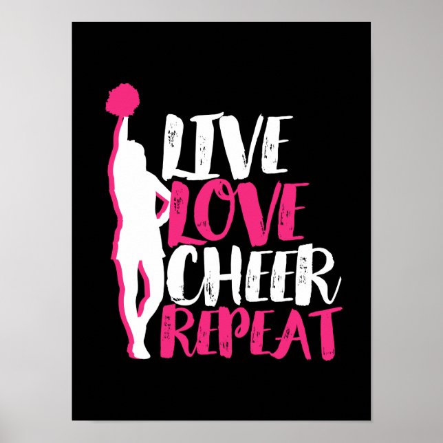 Poster Cheerled Pom-pom girl Live Love Cheer Répéter (Devant)