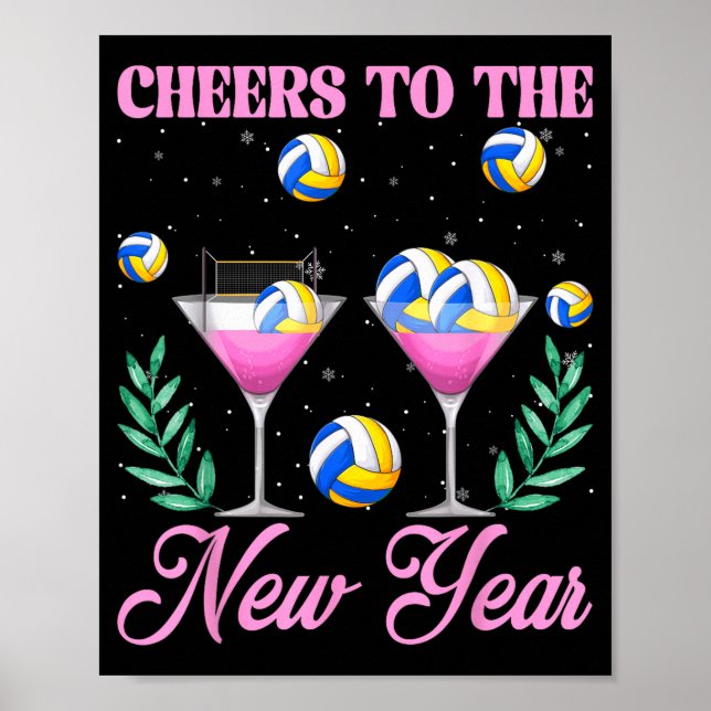 Poster Cheers To The New Year Champagne Gl &amp; Volleyba (Devant)