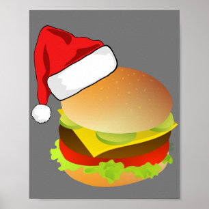 Poster Cheeseburgers Hamburger Santa Hat Correspondance d
