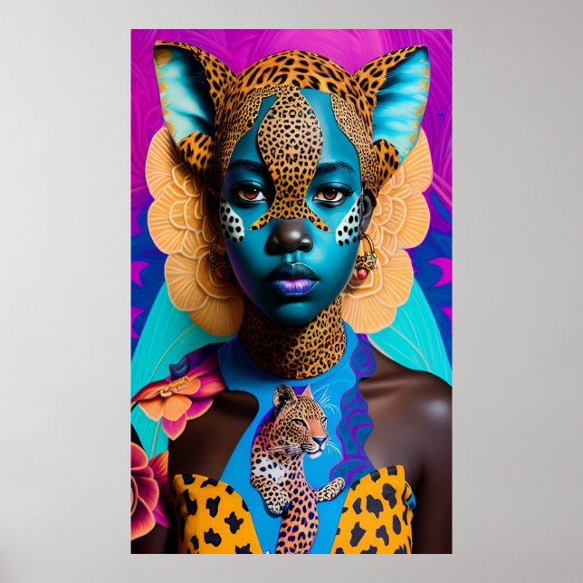 Poster Cheetah African lady (Devant)