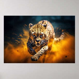 Poster Cheetah Animal Faune Wilderness Art coloré