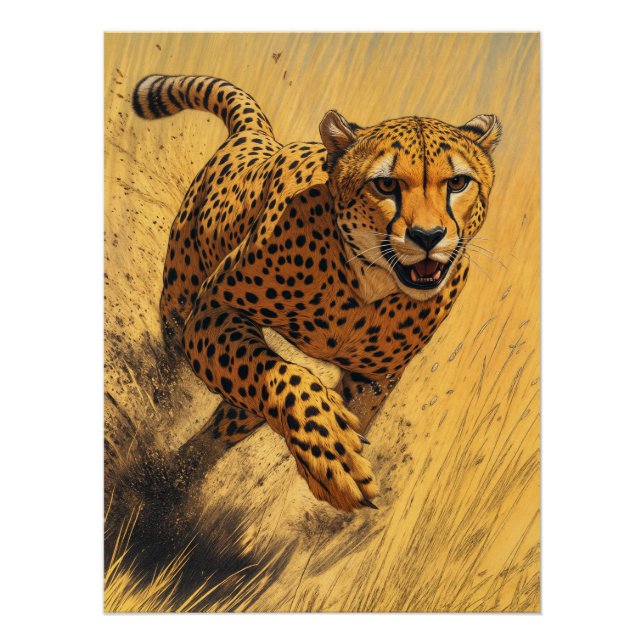 Poster Cheetah en Sprint (Devant)